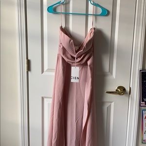 Pink long crop strapless shirt